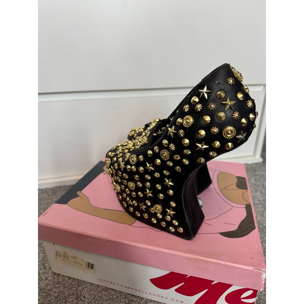 Jeffrey Campbell Studded Platform Heels Black Gold Size 7 - Picture 7 of 12
